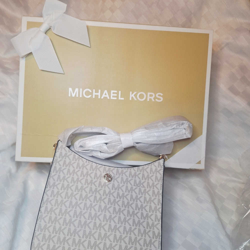 Michael Kors Gray Monogram Crossbody Bag - Picture 2 of 3